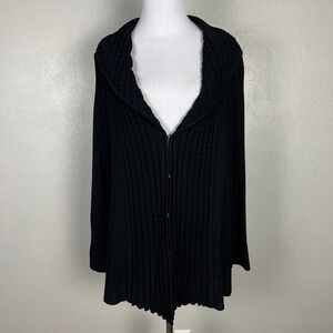 Exclusively Misook Cardigan Jacket Topper Womens XL Black Ribbed Shawl‎ Collar